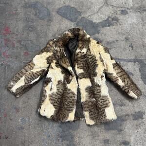 Vintage Patchwork Rabbit Fur Jacket Coat